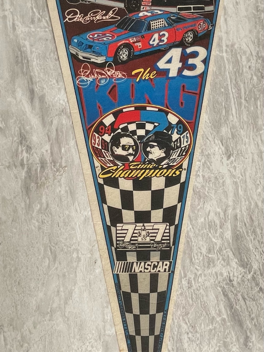 VTG Dale Earnhardt Richard Petty 7 Time Champions Pennant Banner Wincraft